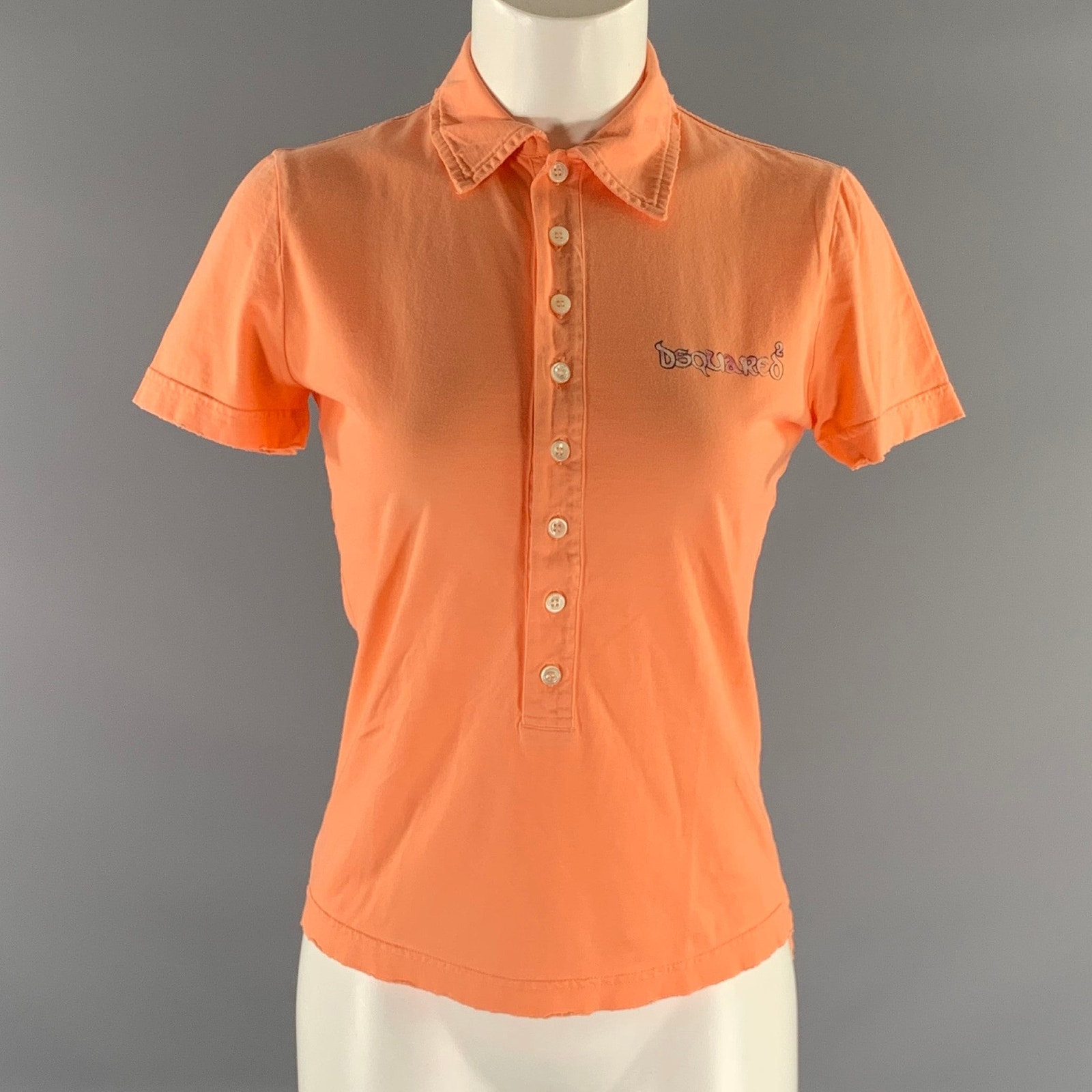 Dsquared2 Size M Orange Cotton Polo Shirt